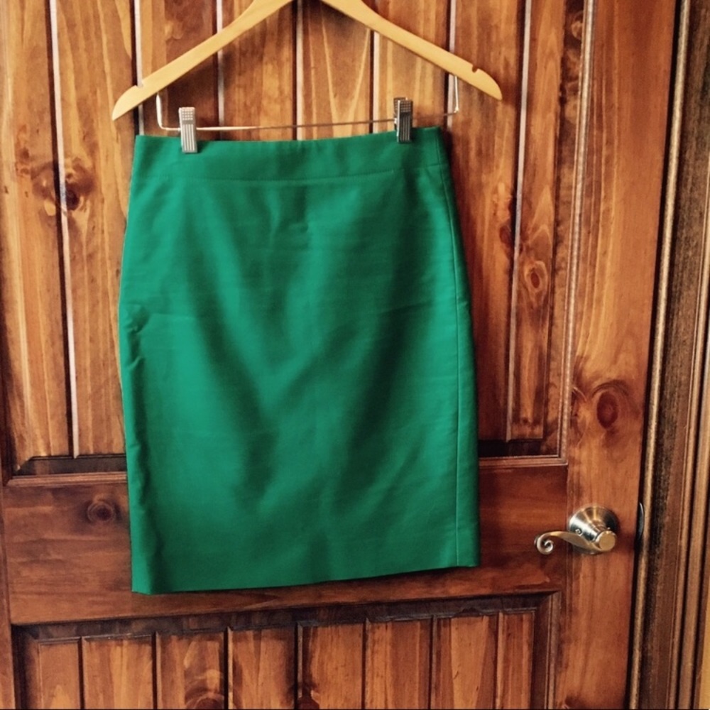 J Crew Green Pencil Skirt